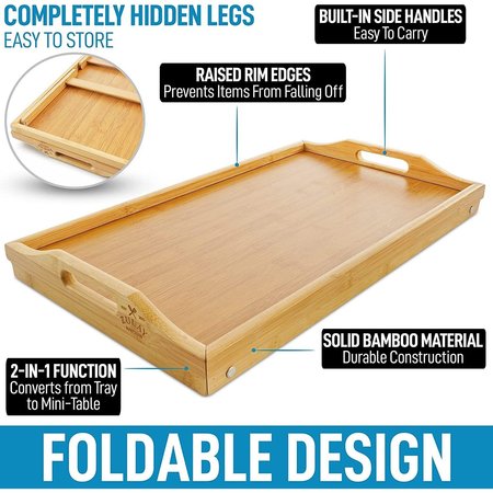 Zulay Kitchen Breakfast Tray with Folding Legs  Bamboo ZULB08P4ZV4ST